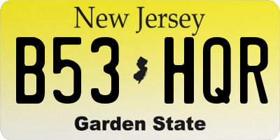 NJ license plate B53HQR