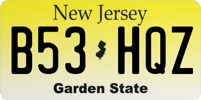 NJ license plate B53HQZ