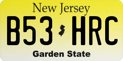 NJ license plate B53HRC
