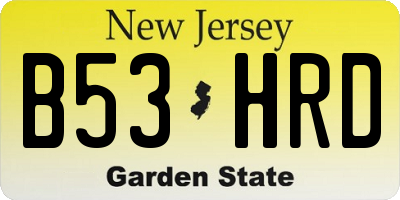 NJ license plate B53HRD
