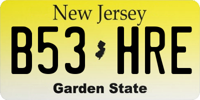NJ license plate B53HRE