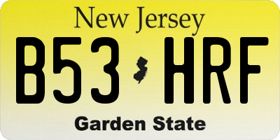 NJ license plate B53HRF