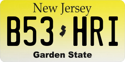 NJ license plate B53HRI