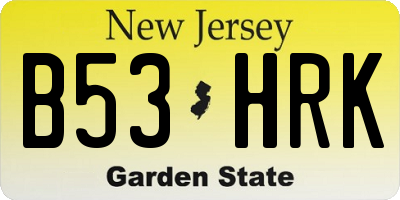 NJ license plate B53HRK