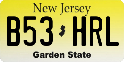 NJ license plate B53HRL