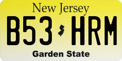 NJ license plate B53HRM