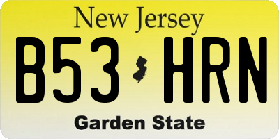 NJ license plate B53HRN
