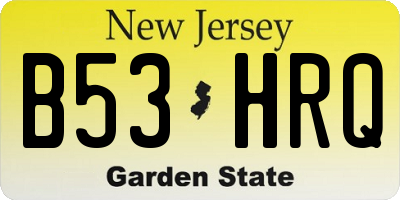 NJ license plate B53HRQ