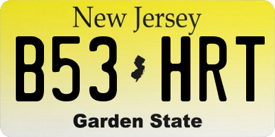 NJ license plate B53HRT