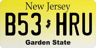 NJ license plate B53HRU