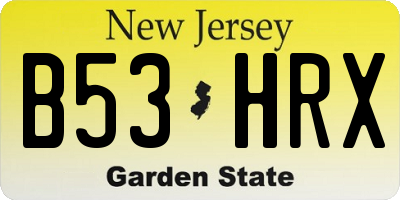 NJ license plate B53HRX