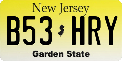 NJ license plate B53HRY