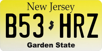 NJ license plate B53HRZ