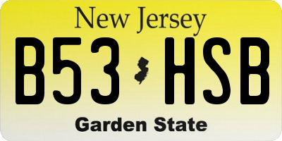 NJ license plate B53HSB