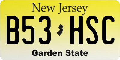 NJ license plate B53HSC