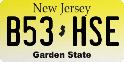 NJ license plate B53HSE