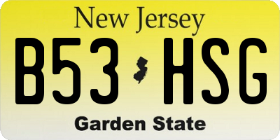 NJ license plate B53HSG