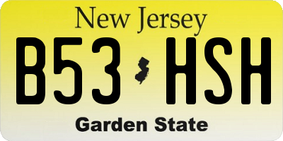 NJ license plate B53HSH