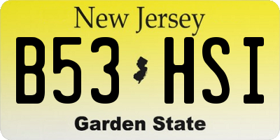 NJ license plate B53HSI