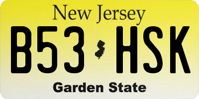 NJ license plate B53HSK