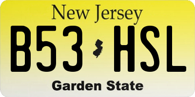 NJ license plate B53HSL
