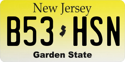 NJ license plate B53HSN