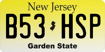 NJ license plate B53HSP