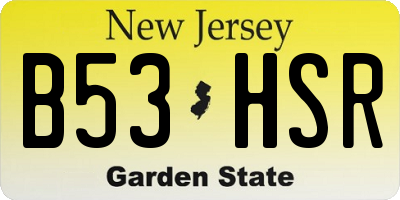NJ license plate B53HSR