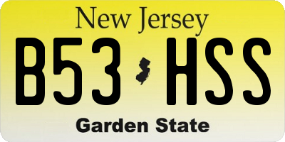 NJ license plate B53HSS
