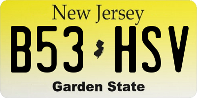 NJ license plate B53HSV