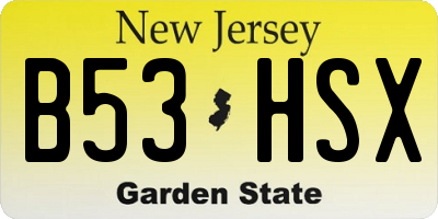 NJ license plate B53HSX