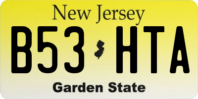 NJ license plate B53HTA