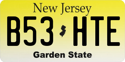 NJ license plate B53HTE