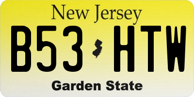 NJ license plate B53HTW