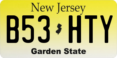 NJ license plate B53HTY