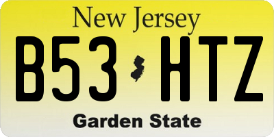 NJ license plate B53HTZ