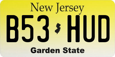 NJ license plate B53HUD