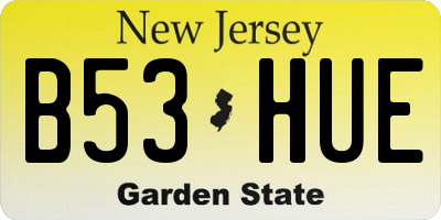 NJ license plate B53HUE