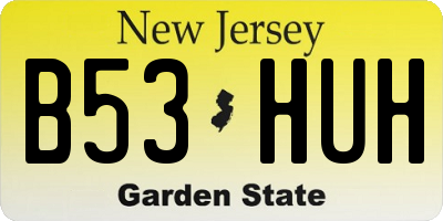 NJ license plate B53HUH