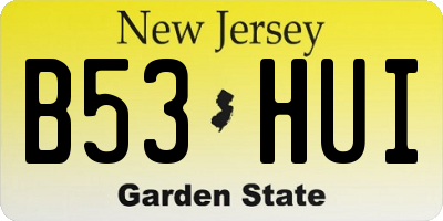 NJ license plate B53HUI