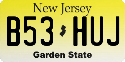 NJ license plate B53HUJ