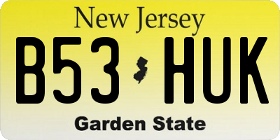 NJ license plate B53HUK