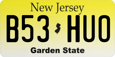 NJ license plate B53HUO