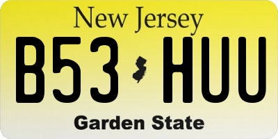NJ license plate B53HUU