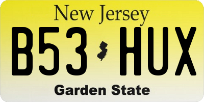 NJ license plate B53HUX