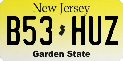 NJ license plate B53HUZ