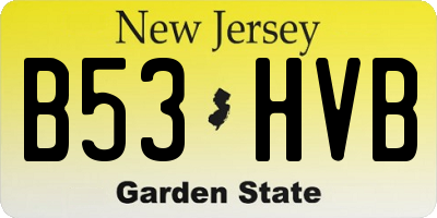 NJ license plate B53HVB