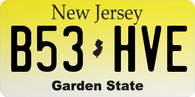 NJ license plate B53HVE