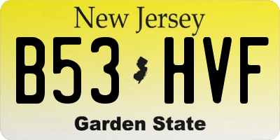 NJ license plate B53HVF