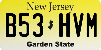 NJ license plate B53HVM